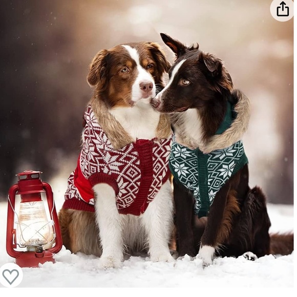 🐶Reindeer Argyle Dig Sweater Coat Jacket  Faux Fur Hood  Size -XSmall *New - Picture 5 of 7